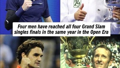 仅四人达成单赛季四大满贯皆进决赛：辛纳、费德勒、德约和拉沃尔